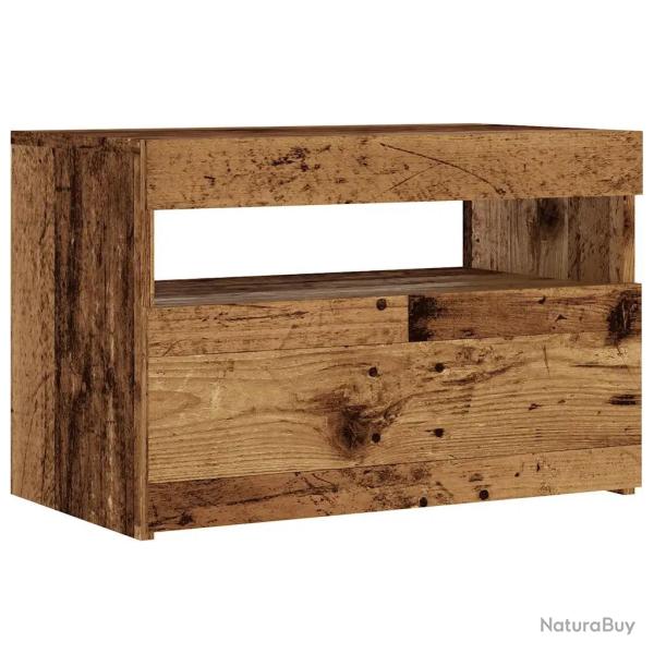 Meuble TV flottant design moderne espace de rangement 60 x 35 x 40 cm en bois d'ing�nierie vieux bo