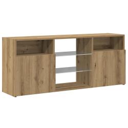 Meuble TV moderne avec lumi&egrave;res LED ambiance cosy 120 x 30 x 50 cm en bois d'ing&eacute;nierie ch&ecirc;ne artis