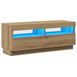 Meuble TV flottant moderne avec lumi&egrave;res LED 100 x 35 x 40 cm design tendance espace rangement en b