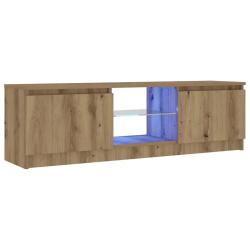Meuble TV moderne avec lumi&egrave;res LED 120 x 30 x 36 cm grand espace rangement en bois d'ing&eacute;nierie ch