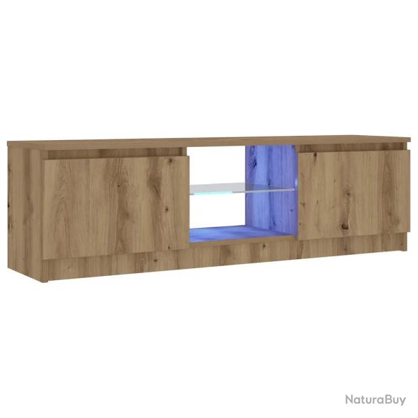 Meuble TV moderne avec lumi�res LED 120 x 30 x 36 cm grand espace rangement en bois d'ing�nierie ch