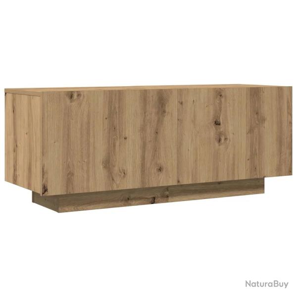Meuble TV en bois d'ing�nierie ch�ne artisanal 100 x 35 x 40 cm avec �l�ments modulables design �l�