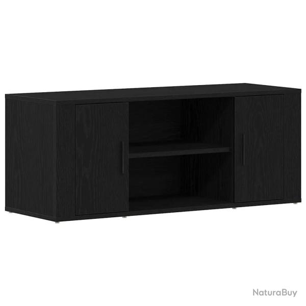 Meuble TV rectangulaire moderne avec �tag�res et 2 portes salon 100 x 35 x 40 cm en bois d'ing�nier