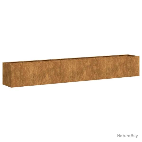 Jardini�re rustique ouverte 280 x 40 x 40 cm avec drainage d�coratif pour jardin terrasse en acier