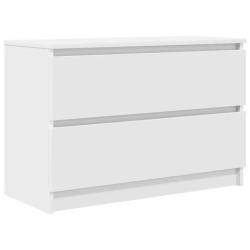 Meuble TV avec grand espace de rangement moderne salon 80 x 35 x 54 cm en bois d'ing&eacute;nierie blanc 0