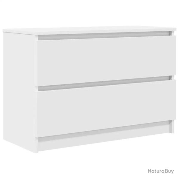 Meuble TV avec grand espace de rangement moderne salon 80 x 35 x 54 cm en bois d'ing�nierie blanc 0