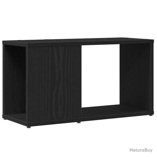 Meuble TV ch�ne noir design simple rangement 60 x 24 x 32 cm en bois d'ing�nierie noir 02_0051804
