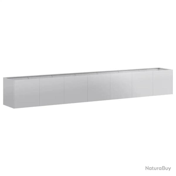 Jardini�re rectangulaire moderne usage ext�rieur 280 x 40 x 40 cm en acier galvanis� gris 02_0051483