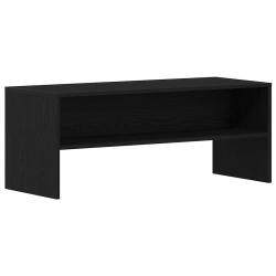 Meuble TV pratique avec grand espace de rangement 100 x 40 x 40 cm en bois d'ing&eacute;nierie ch&ecirc;ne noir