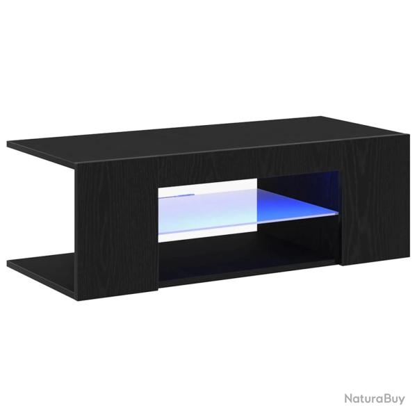 Meuble TV moderne 90 x 39 x 30 cm pratique avec bandes LED ambiance cosy en bois d'ing�nierie ch�ne