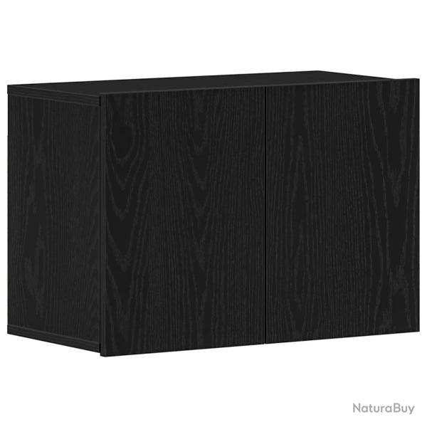 Meuble TV mural pratique avec rangement 60 x 30 x 41 cm en bois d'ing�nierie ch�ne noir 02_0051833
