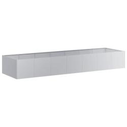 Jardini&egrave;re rectangulaire d&eacute;corative jardin balcon 280 x 80 x 40 cm en acier galvanis&eacute; gris 02_00515