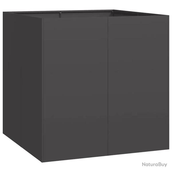 Jardini�re cubique moderne ext�rieur 80 x 80 x 80 cm avec fond ouvert design �l�gant en acier noir