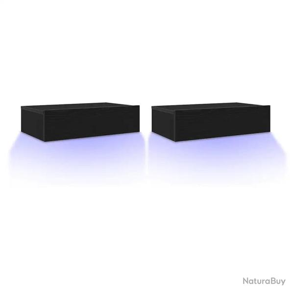 Lot de 2 meubles TV avec �clairage LED moderne et pratique rangement optimis� 60 x 35 x 15 cm en bo