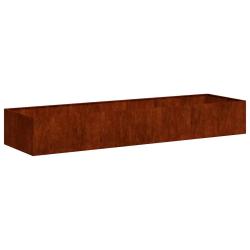 Jardini&egrave;re ext&eacute;rieure style moderne profonde 280 x 80 x 40 cm avec drainage efficace en acier rouil