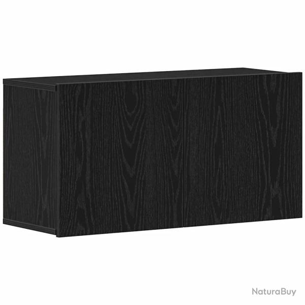 Meuble TV mural moderne avec rangement pratique 80 x 30 x 41 cm en bois d'ing�nierie ch�ne noir 02_