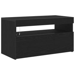 Meuble TV rectangulaire moderne 75 x 35 x 40 cm avec rangement pratique style chic en bois d'ing&eacute;ni