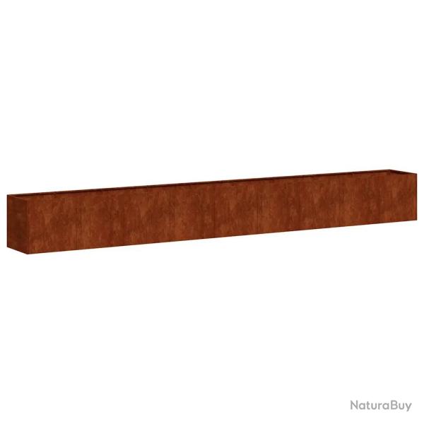 Jardini�re rectangulaire � fond ouvert pour jardin 360 x 40 x 40 cm en acier rouill� 02_0051491