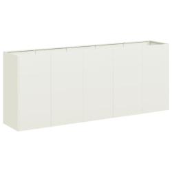 Jardini&egrave;re blanche moderne pour jardin balcon 200 x 40 x 80 cm stable d&eacute;corative en acier lamin&eacute; &agrave;