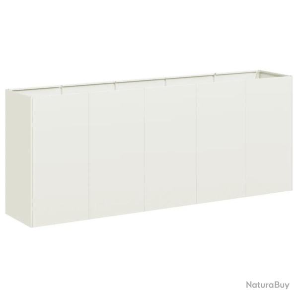 Jardini�re blanche moderne pour jardin balcon 200 x 40 x 80 cm stable d�corative en acier lamin� �