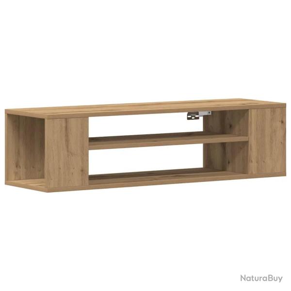 Meuble TV rectangulaire moderne avec 2 �tag�res organisation efficace salon 100 x 30 x 26,5 cm en b