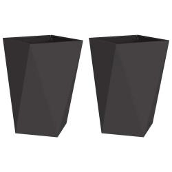 Lot de 2 jardini&egrave;res rectangulaires modernes jardin terrasse 50 x 50 x 75 cm en acier noir 02_00530
