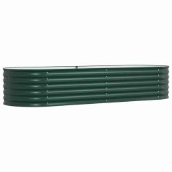 Jardini&egrave;re sur&eacute;lev&eacute;e moderne ext&eacute;rieur 240 x 80 x 44 cm design &eacute;pur&eacute; minimaliste en acier vert 02_0