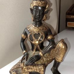 Antique Thai prince musicien, statue Bronze