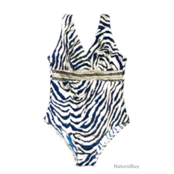 Maillot 1 pi�ce femme LAGON BLEU CECILIA IMPRIME BRILLANT 40 Bleu