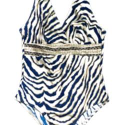 Maillot 1 pi&egrave;ce femme LAGON BLEU CECILIA IMPRIME BRILLANT 42 Bleu