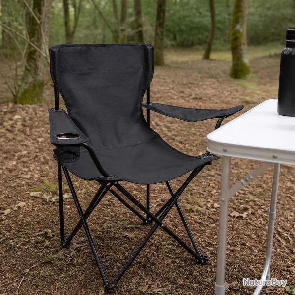 Chaise Easy C2 pliable noire - Structure acier et polyester 600D