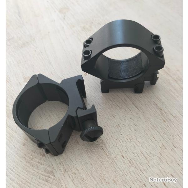 Colliers 30mm bas pour rail weaver ou picatinny