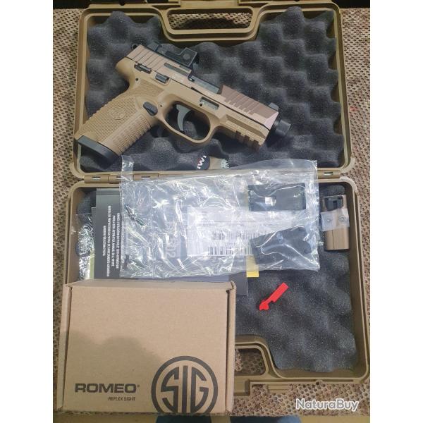 OCCASION ETAT NEUF : FN mle 502 TACTICAL FDE cal 22 LR canon filet� + viseu SIG SAUER mle ROMEO ZERO
