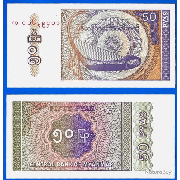 Myanmar 50 Pyas 1994 NEUF Musique Instrument Ex Burma Billet