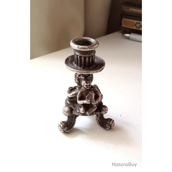 bougeoir ancien, trois anges musicien