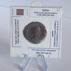 Authentique Monnaie Romaine Tetradrachme Gallien Alexandrie Gordien Monnaie Antique