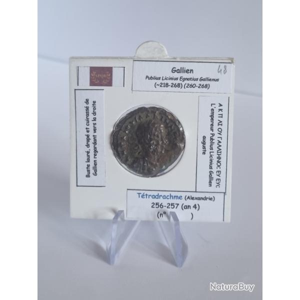Authentique Monnaie Romaine Tetradrachme Gallien Alexandrie Gordien Monnaie Antique