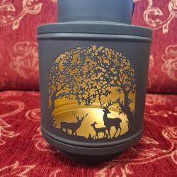 Lanterne m&eacute;tal laqu&eacute; famille cervid&eacute;s