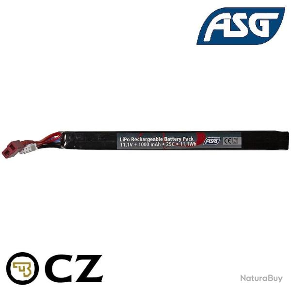 ASG 19364, Batterie Lipo 11.1V, 1000mAh, T-Dean, 25 C pour r�plique airsoft AEG CZ Scorpion EVO