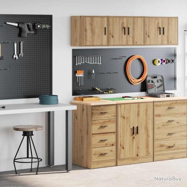 Armoires garage 2 pcs ch�ne artisanal bois d'ing�nierie