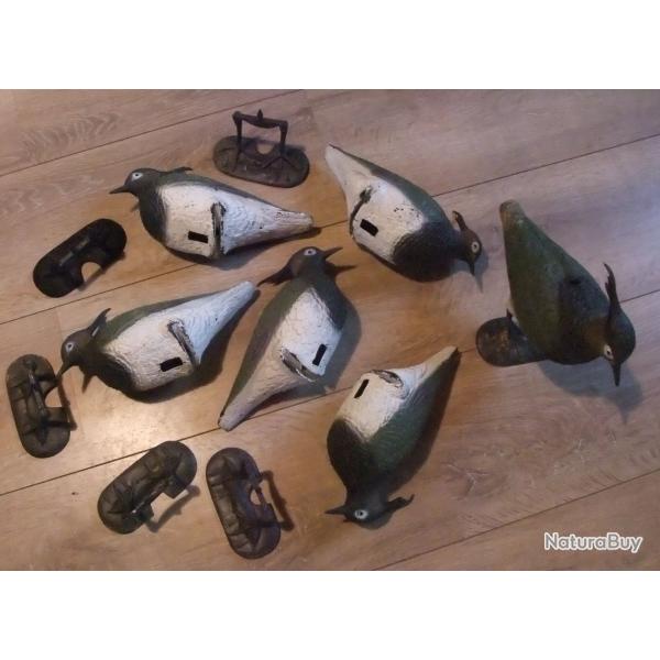 Lot de 6 formes, appelants ou blettes de vanneaux hupp�s sur pied