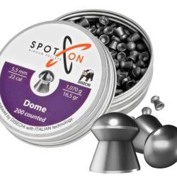 Plombs SPOTON DOME Cal. 5,50 mm. Bo&icirc;te de 200 pi&egrave;ces. de 1,07 g. ( 3 unit&eacute;s )