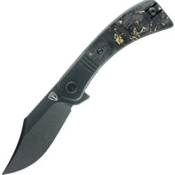 Couteau Finch Snub Nose Lame Acier 154CM Manche Acier/FCarbone Midnight Honey Bolster Lock FKCSN180