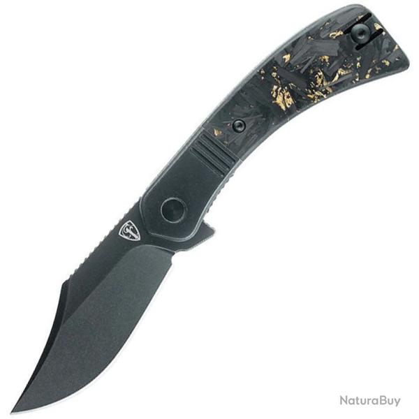 Couteau Finch Snub Nose Lame Acier 154CM Manche Acier/FCarbone Midnight Honey Bolster Lock FKCSN180