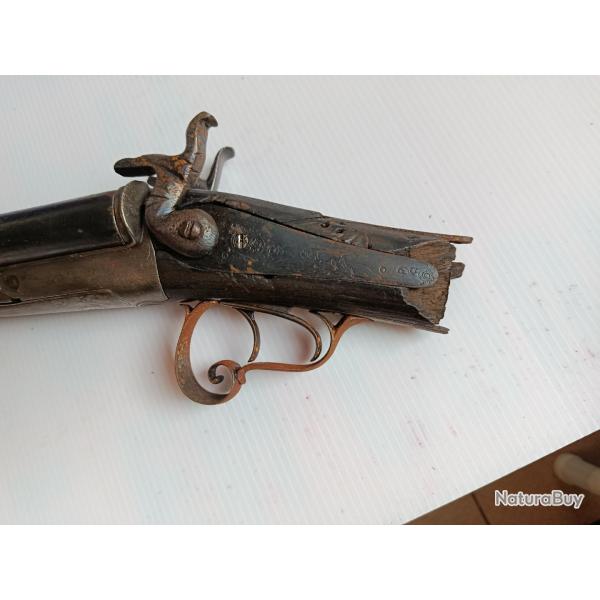 Fusil � chiens crosse cass�e cal 16 broche