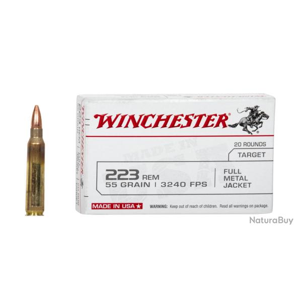 Munitions Winchester 223REM 55gr FMJ X20
