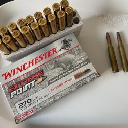 Winchester Extreme Point 8.4g 130gr Cal 270 Win. 1 boite de 18 cartons + 2 cartouches cal 270 Win