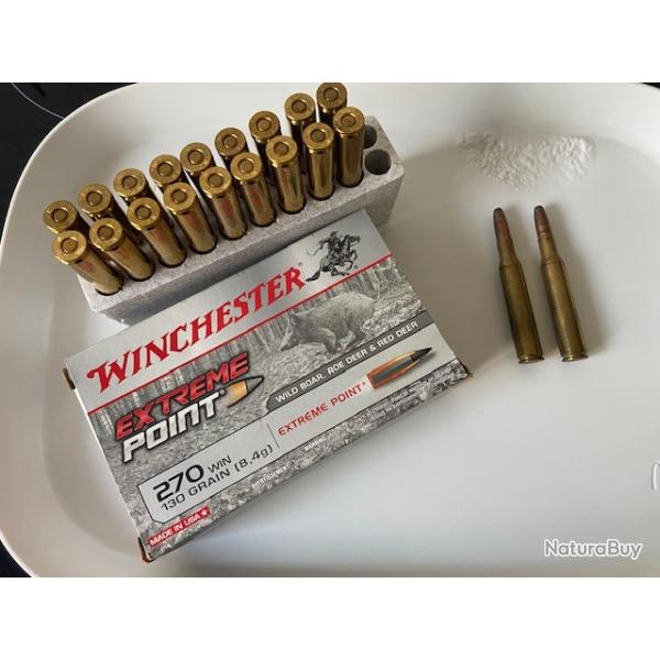Winchester Extreme Point 8.4g 130gr Cal 270 Win. 1 boite de 18 cartons + 2 cartouches cal 270 Win