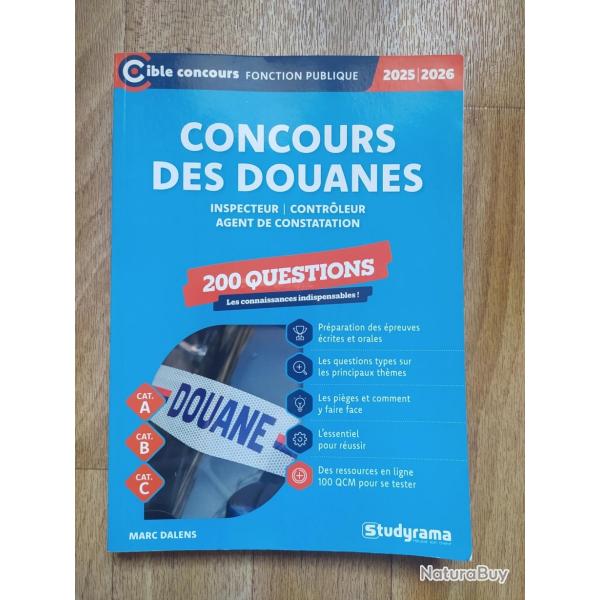 LIVRE CONCOURS DES DOUANES INSPECTEUR CONTROLEUR AGENT DE  CONSTATATION CIBLE CONCOURS  2025/2026