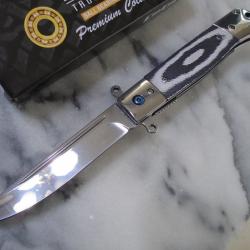 Couteau ElitEdge Lame Drop Point Acier 440C Satin Manche Black & Gray G10 Mitres Acier Linerlock